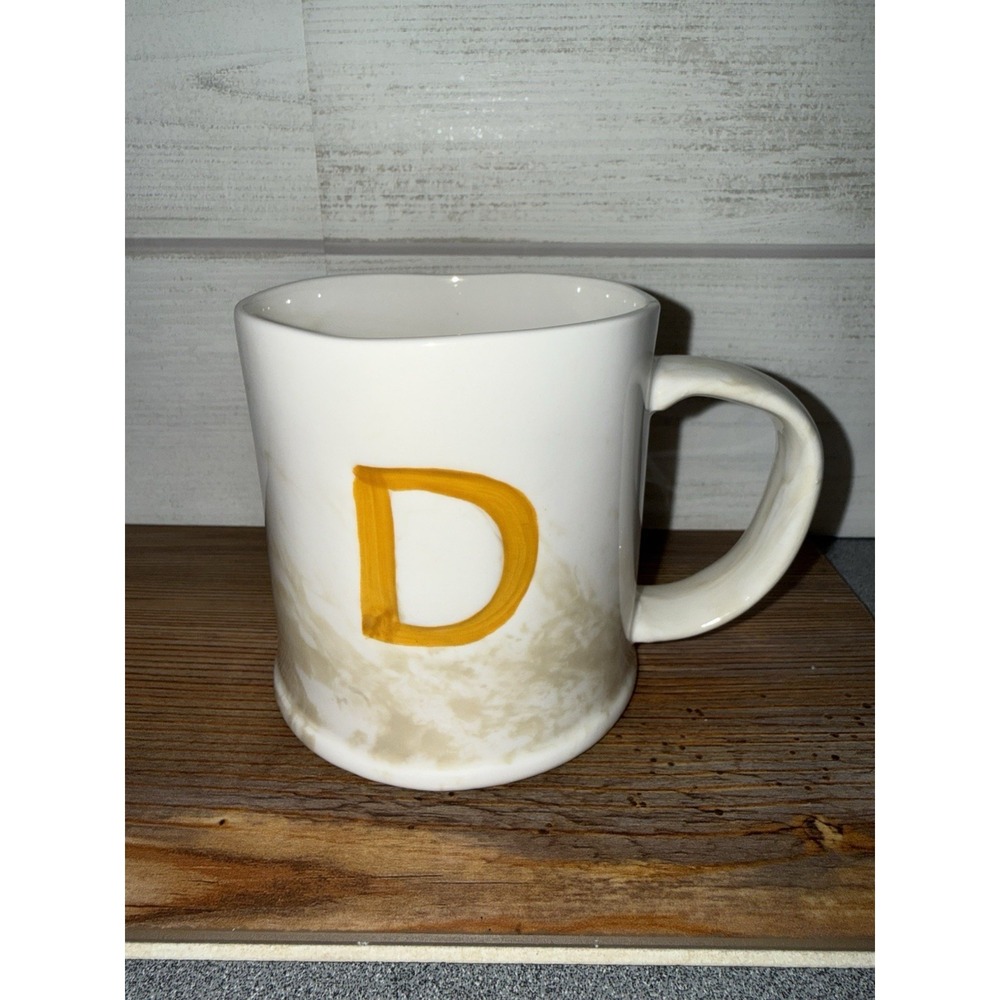 Anthropologie Monogram Letter D Initial Mug Marble Coffee Cup New Marbled Look